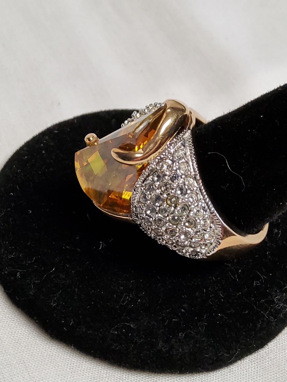 KJL Ring ORANGE CITRINE Faux Dimonds  Kenneth Jay… - image 4