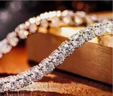 Women's 8Ct Round Cut Lab-Created Diamond Tennis Bracelet 14K White Gold Plated.