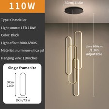 Stair Chandelier Lighting Black Pendant Light Home Lamp LED Ceiling Lamps Remote