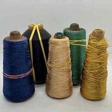 Vintage Thread 5 Large Spools Black Blue Gree...