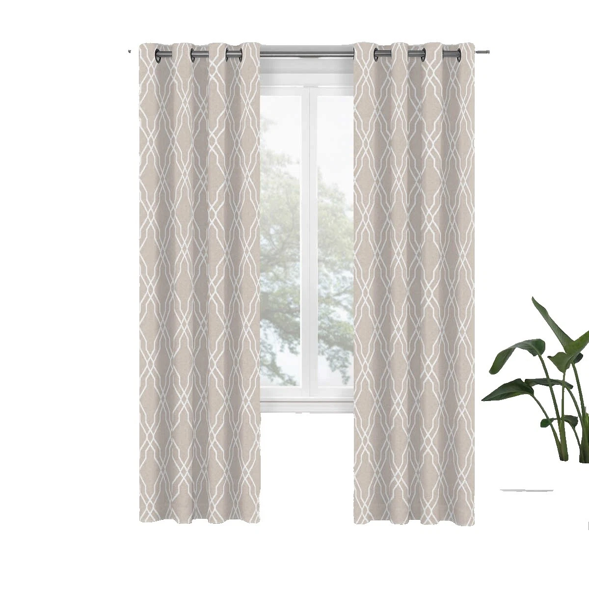 Cotton Blend Geometric Modern Window Curtains & Drapes