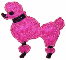 XS 1.75" HOT PINK Poodle/Dog Facing LEFT Iron on Patch