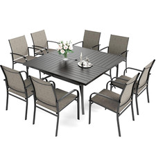 9 Piece Patio Furniture Set Outdoor Dining Set 8 Textilene Chairs Set Table