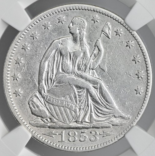 1853 50C SEATED HALF DOLLAR ARROWS & RAYS NGC XF DETAILS "CLEANED" #6902946-014 - Picture 2 of 4