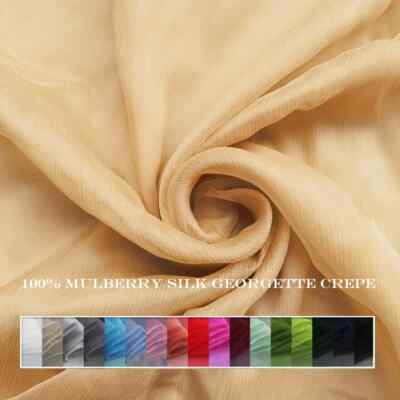 55'' Wide By Yard Plain Silk Chiffon Crepe Fabric Silk Crinkled Georgette Yoryo