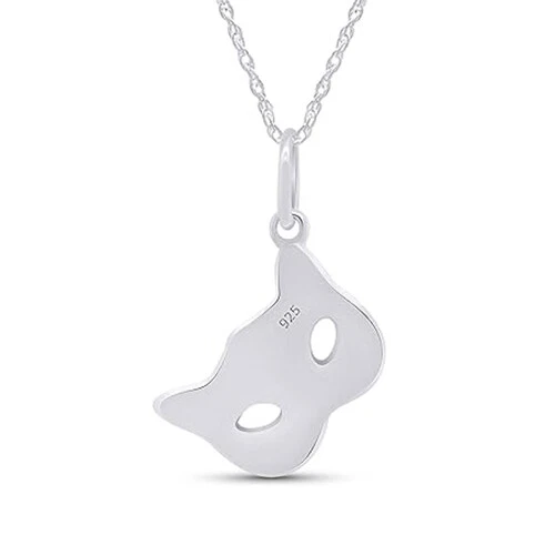 Fiesta Gato Máscara Dije Colgante 18" Collar Chapado en Oro 14k Plata de Ley 925 Foto 3 de 4