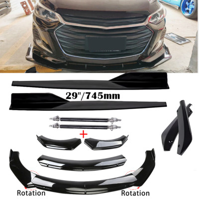 For Chevrolet Onix 2021-2024 Gloss Black Front Bumper Lip Spoiler Side Skirt Bod