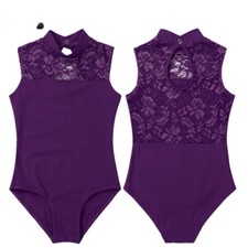 Girls Ballet Dress Sleeveless Neck Lace Back Ballet Dance Gymnastics