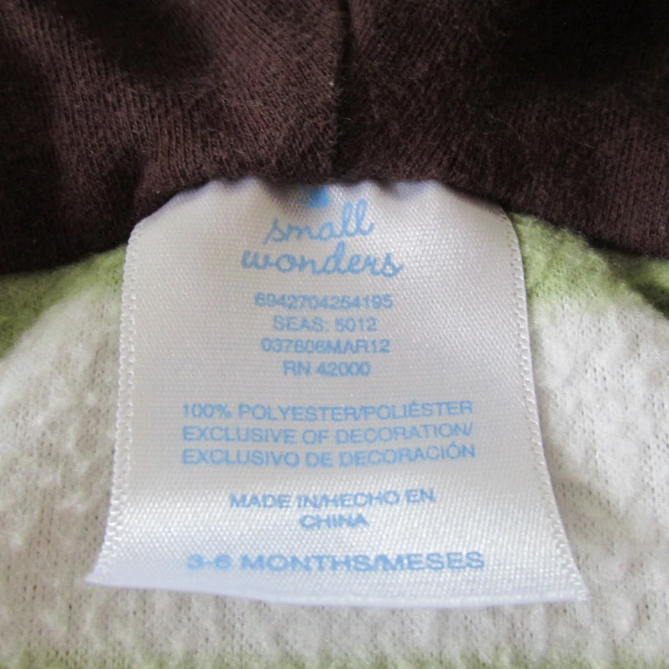 Small Wonders 2 Piezas Chaleco Camisa Conjunto Niños Talla 3-6M Marrón Verde Con Capucha Cremallera Foto 3 de 4