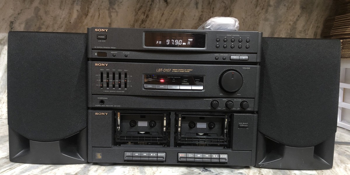 VINTAGE SONY LBT-D107 AM/FM Rem Home System W Dual Cassette & 2