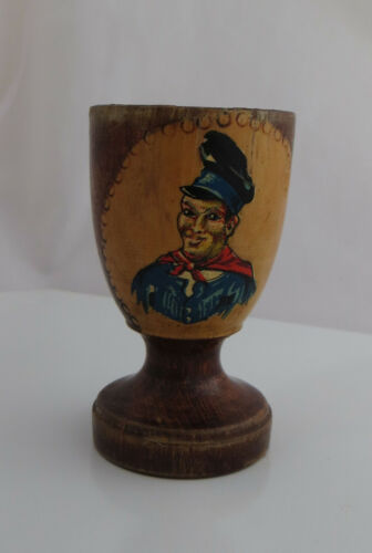 VINTAGE TREEN WOODEN / WOOD EGG CUP - PAINTED SOUVENIR - COULD BE USED FOR DICE - Picture 10 of 12