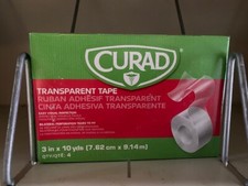 Curad Transparent Adhesive Tape - 3" x 10 yd - 4 Rolls - NON270203Z NEW