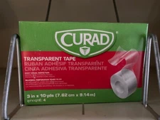 Curad Transparent Adhesive Tape - 3" x 10 yd - 4 Rolls - NON270203Z (NEW)