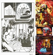 Flash 799 Tom Derenick Signed Original Splash Page Art Kid Flash Granny Goodness