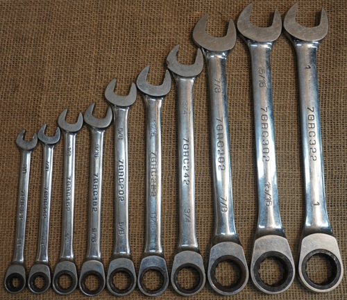 MATCO 7GRC 10 Piece SAE Combination Ratcheting Wrench Set
