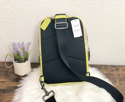 NWT Coach Track Pack in Signature Canvas- Light Khaki/Key Lime | eBay