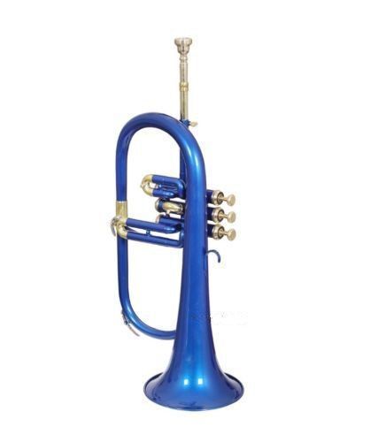 SUMMER SALE NEW BLUE BRASS FINISH Bb Flugel Horn New With Free Case+Mouthpiece - Picture 1 of 2