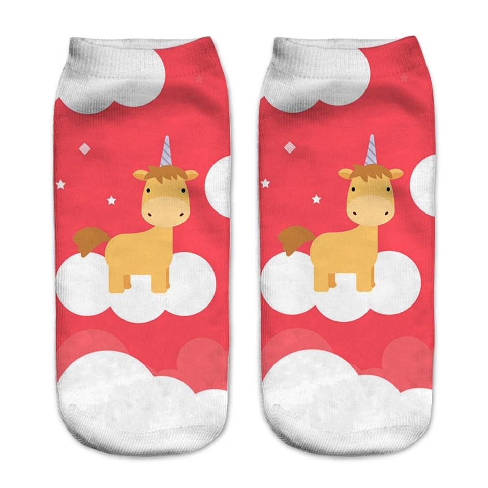 8 pares de calcetines tobilleros divertidos con estampado de animales unicornio 3D dibujos animados para niñas Foto 4 de 4