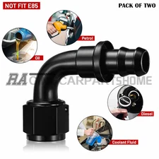 2PCS Universal 90 Degree Push Lock Hose End Fitting/Adaptor AN6 -6AN Black