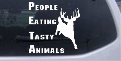 PETA People Eating Tasty Animals Car or Truck Window Laptop Decal White 6X6
