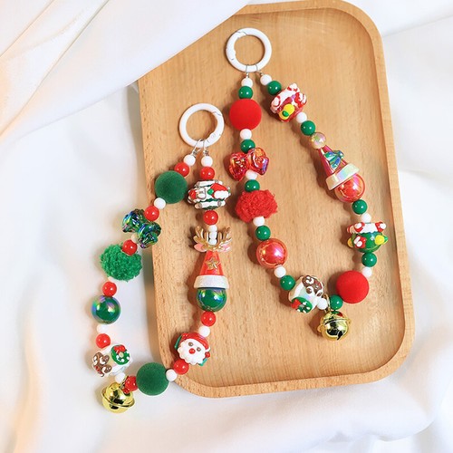 Santa Hat Phone Charm Chain Strap Bead Bell Anti-Lost Lanyard Christmas Gifts - 第 5/14 張圖片