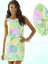 Lilly Pulitzer Cathy Hibiscus Stroll Print Lace Back Dobby Cotton Shift Dress