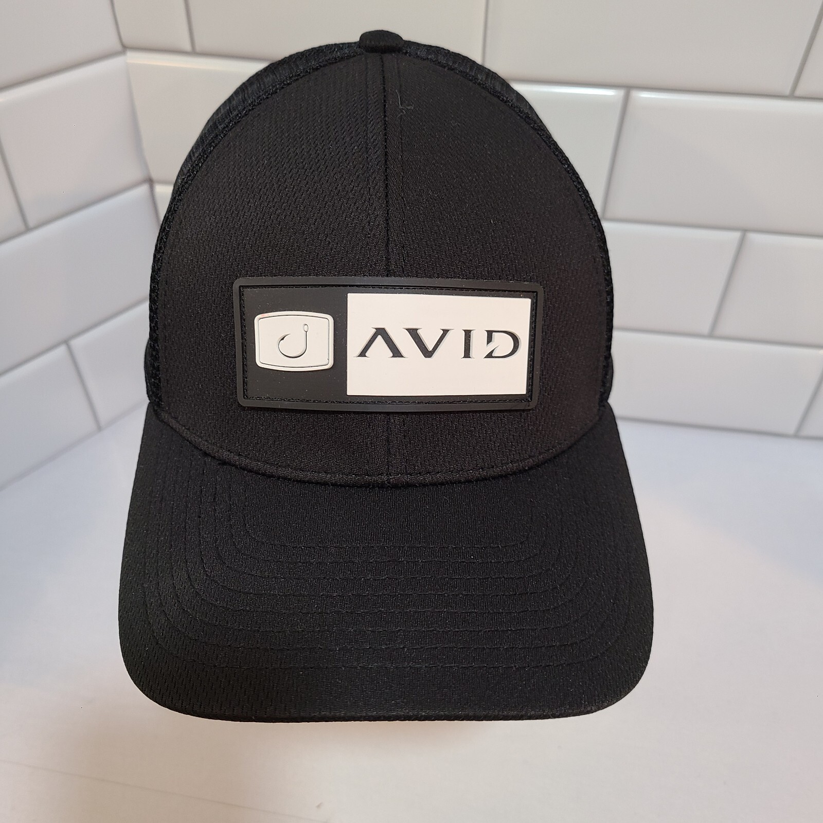 Adult Hat Avid Fishing Gear Black Mesh Adjustable Cap Logo One Size