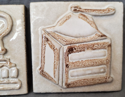 3 Art Tile Pottery Kettle Coffee Grinder Country Kitchen Trivet Wall Hanging - Picture 4 of 24