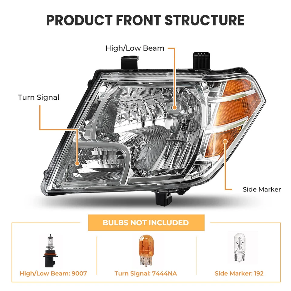 Headlamp  Fit For 2009 2010 2011-2021 Nissan Frontier Truck Chrome Headlights US - Изображение 3 из 4