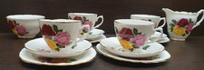 4x Coffee Tea person set with roses dorchester bone china cups