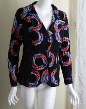 Nwt Jerry T Sz L Funky Art-to-wear Liquid Knit Polyester Blazer Jacket