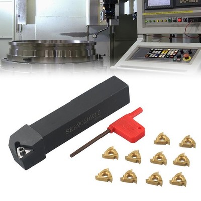 CNC Holder +10pcs 16ER Carbide Insert External Thread Turning Tools Lathe Cutter