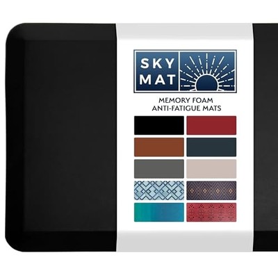 SKY SOLUTIONS ANTI FATIGUE MAT 3/4'' CUSHIONED KITCHEN RUG & GARAGE - BLACK