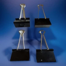 Small Black Binder Clips 3/4 Inch *Set of 4*