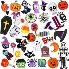 36Pcs Halloween Iron On Patches for Clothing DIY Sewing Craft Costume Pumpkin Gh