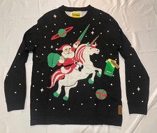Tipsy Elves Men's Santa Ugly Christmas Sweater Unicorn Sword Statement NWT L