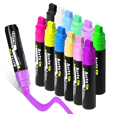 Jumbo Poster Markers, 10mm Jumbo Felt Tip 12 Colors, Acrylic Paint Markers Pe...