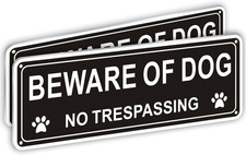  2 Pack Beware of Dog Signs for Fence, Heavy-Duty Metal Beware of Dog No Trespa