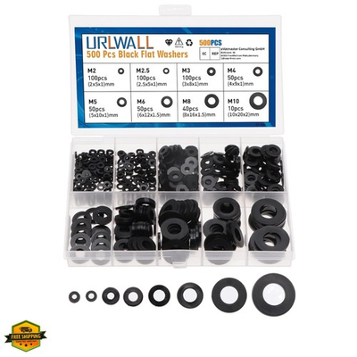 #ad 500Pcs Nylon Flat Washer Assortment Set Washers Metric Sealing Spacer Gasket... $9.95