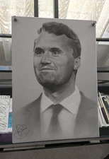 Charlie Kirk Pencil Drawing Art Print A3 Size Collectable Freedom Free Speech US