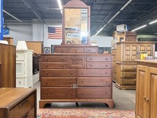 Made in USA Wooden Dresser with Attached Mirror and Jewelry/Storage Compartment.