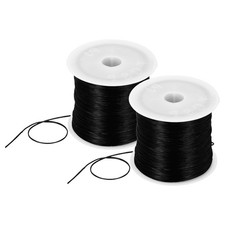 2 Rolls Elastic String for Bracelets, 1mm Stretch Bead Cord Black, 100m