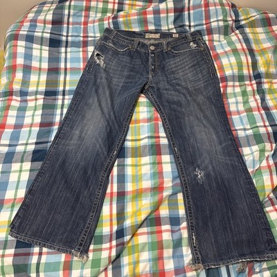 MEK Buckle Jeans Men 38x31 Trenton Bootcut Embroidered Distressed Blue Denim