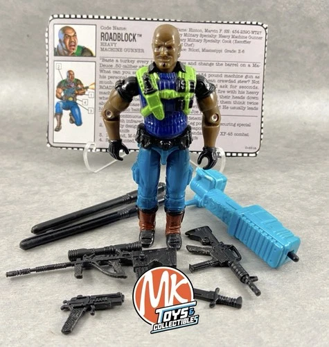 💥1993 GI JOE 3.75” - ROADBLOCK (V5 / S12) w/ ACCESSORIES & FILECARD