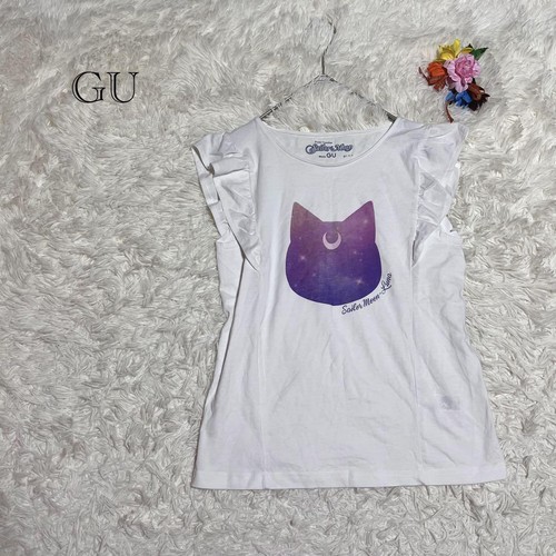 Gu Sailor Moon Collaboration T-Shirt Luna Pattern Rare 25th Anniversary Commemor