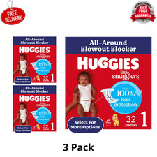  3 Pack Huggies Little Snugglers Baby Diapers, Size 1 8-14 lbs , 32 Count