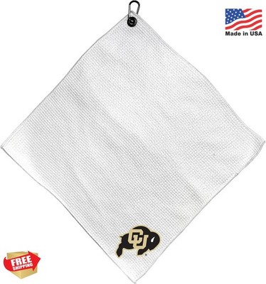 Team Golf NCAA Microfiber Towel 15x15 White with Carabiner