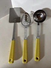 Vintage 3 Piece Maid of Honor Yellow Stainless Utensils Spatula Spoon Slotted