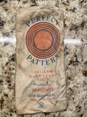 Perfect Pattern Vintage Lead Shot Sack No. 8 Shot 25 Pounds. Empty