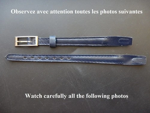 8mm GENUINE DARK BLUE GRAINED CALFSKIN BRACELET FIXED WELDED HANDLES N.O.S